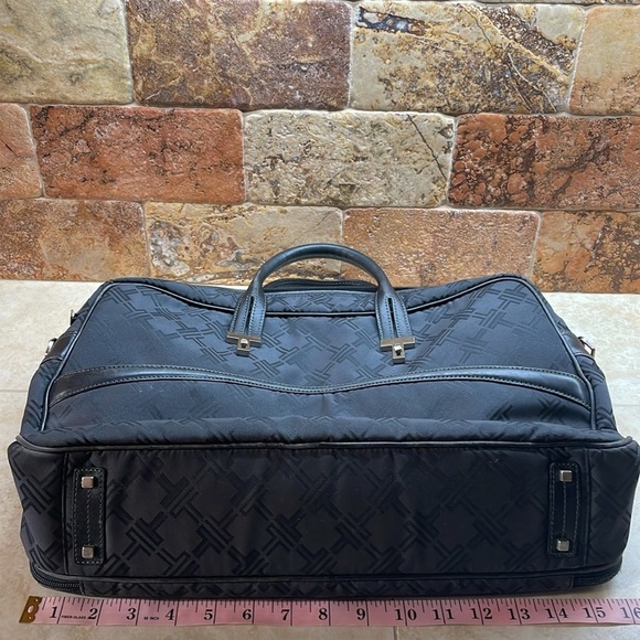 TUMI Black Nylon Laptop Travel Briefcase Bag Geometric Logo Office Pockets - Picture 9 of 15